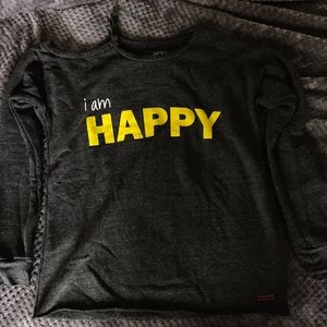 PeaceLoveWorld off-shoulder “I am Happy”sweatshirt